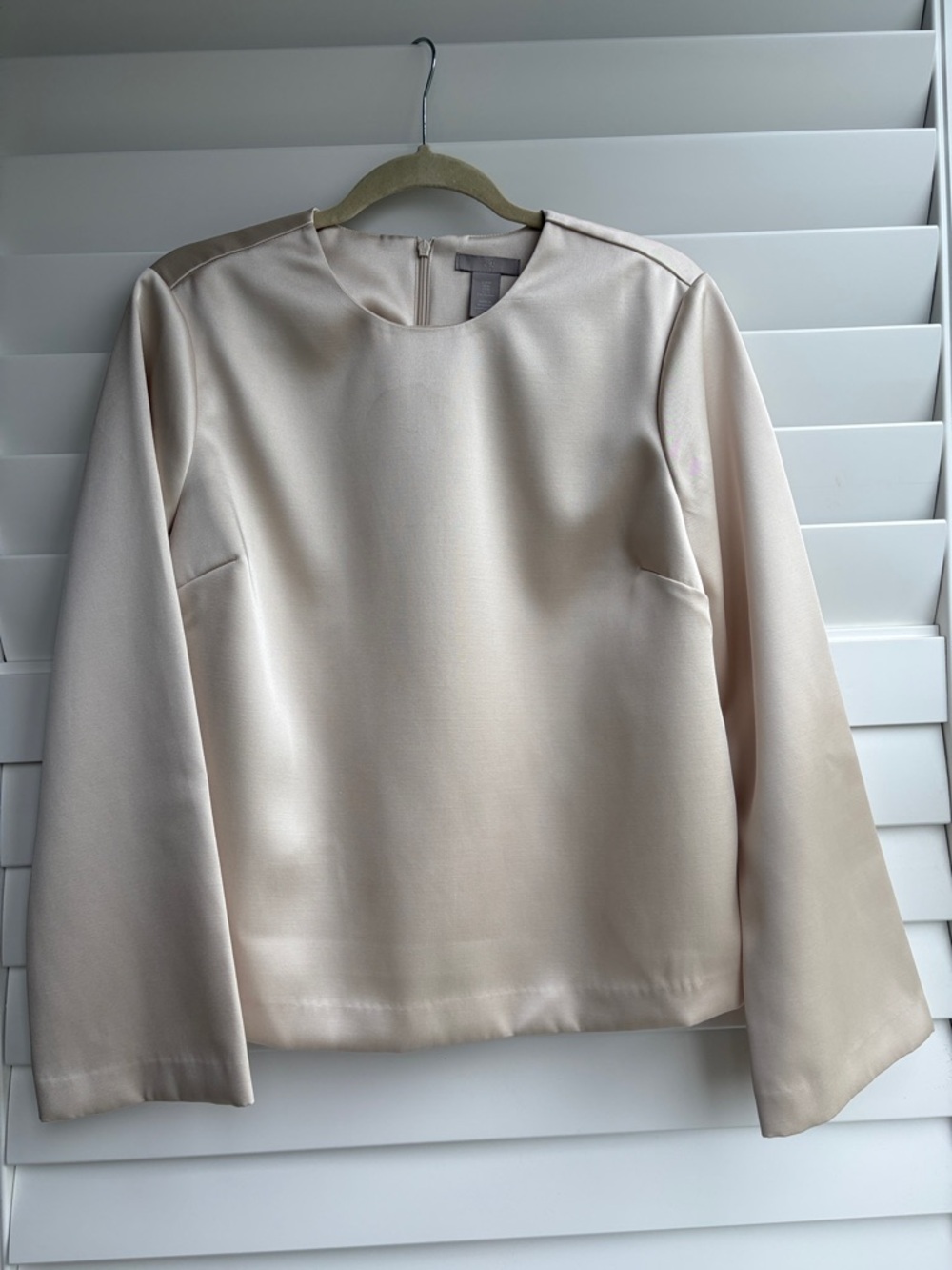 Cream Satin 3/4 sleeve Top